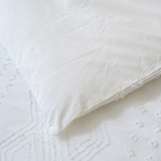 Farmhouse Solid White Textured Sideways Chevron Zig Zag Pattern 100% Cotton Duvet Cover Set