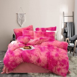 Fluffy Duvet Cover Marble Print Faux Fur Duvet Cover Ultra Soft Velvet Ombre Shaggy Bedding Teddy Fleece Duvet Cover Set