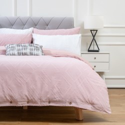 Embroidery Comforter Cover Washed Microfiber Tufted Textured Duvet Cover Set Bedsheet Bedding Set with Diamond Pattern