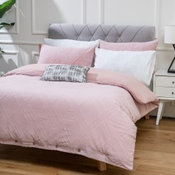 Embroidery Comforter Cover Washed Microfiber Tufted Textured Duvet Cover Set Bedsheet Bedding Set with Diamond Pattern