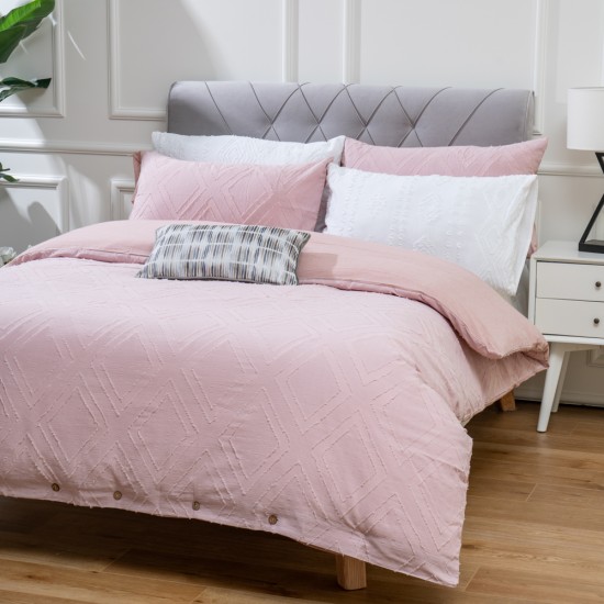 Embroidery Comforter Cover Washed Microfiber Tufted Textured Duvet Cover Set Bedsheet Bedding Set with Diamond Pattern