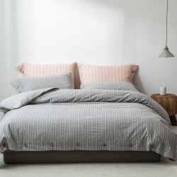 Customized Design 3d Printing Washed Cotton Linen Bohemian Striped Home Decorative Bed Sheet/duvet Cover Set With Pillowcase