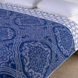 Microfiber or Cotton Bedspread Quilt Sets-Reversible Patchwork Blue Classic Bohemian Pattern bed comforter set