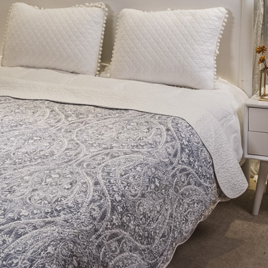 Oversized Washed Lightweight Printed Floral Bed Coverlet 100 cotton Quilt Bedspread Cover Set with 1 Quilt and 2 Shams